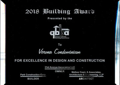 Queens & Bronx Building Award for Verona Condominiums